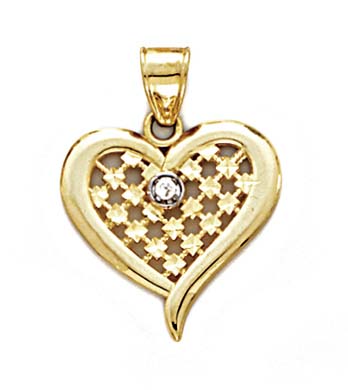 
14k Yellow Gold Large Heart Diamond Pendant
