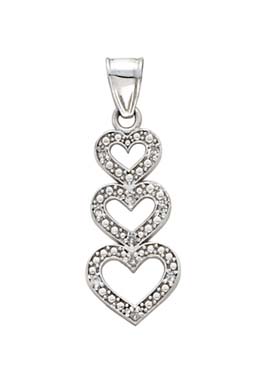 
14k White Gold Diamond 3 Heart Pendant

