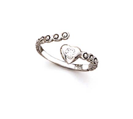 
14k White Gold Heart Cubic Zirconia Toe Ring
