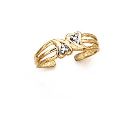 
14k Yellow Gold Diamond Double Heart Toe Ring
