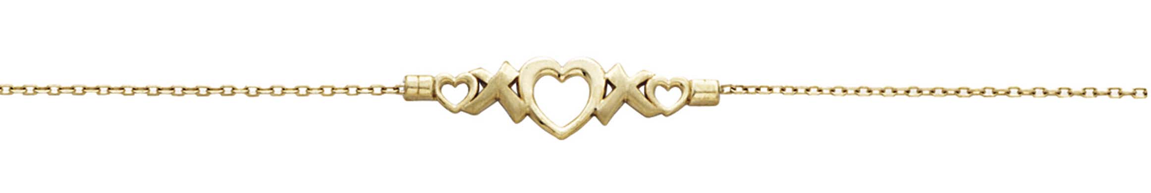 
14k Yellow Gold X and Heart 7.25 Inch Bracelet
