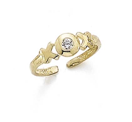 
14k Yellow Gold X and O Cubic Zirconia Toe Ring
