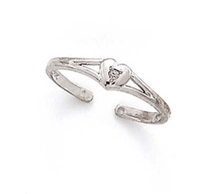 
14k White Gold Diamond Heart Toe Ring
