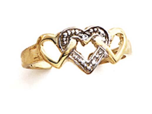 
14k Two-Tone Gold Diamond 3 Hearts Toe Ring
