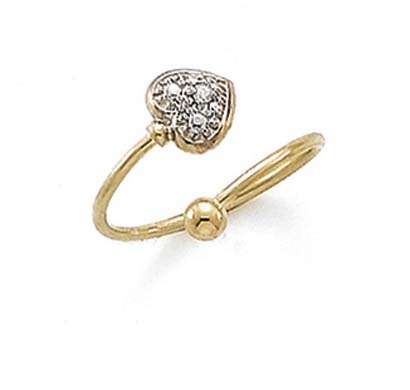 
14k Two-Tone Gold Diamond Heart Ball Toe Ring

