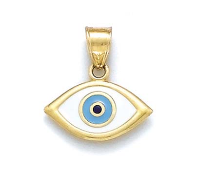 
14k Yellow Gold Enamel Eye Pendant

