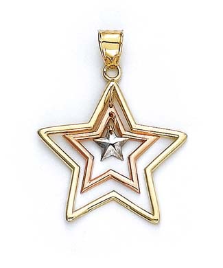 
14k Tricolor Gold Star Dangle Pendant
