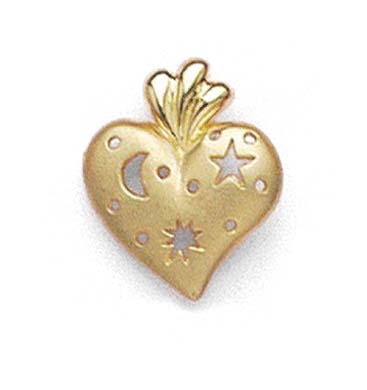 
14k Yellow Gold Heart Cutout Stars Pendant
