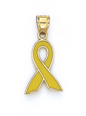 
14k Yellow Gold Large Yellow Enamel Ribbon Pendant
