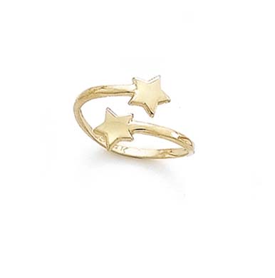 
14k Yellow Gold Double Star Adjustable Toe Ring
