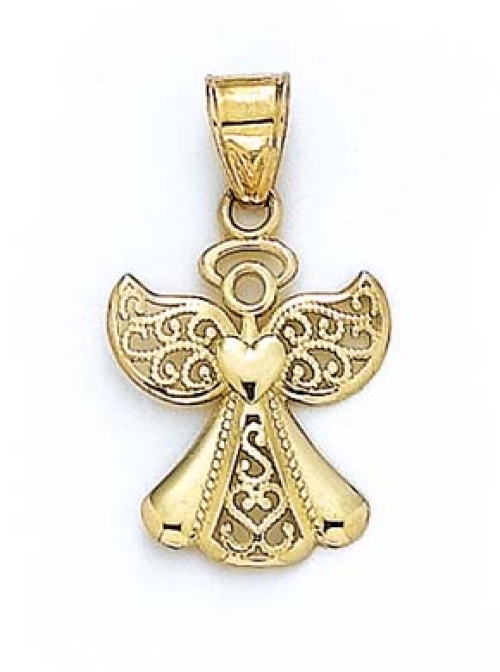 
Solid Yellow 14k Yellow Gold Angel Pendant - 3/4 Inch x 1.25 Inch 
