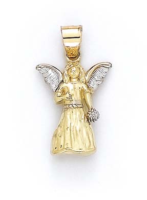 
14k Two-Tone Gold Large Angel Pendant
