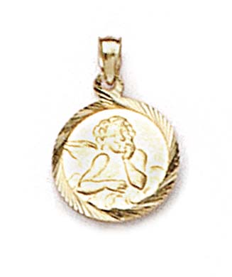 
14k Yellow Gold Large Angel Medallion Pendant
