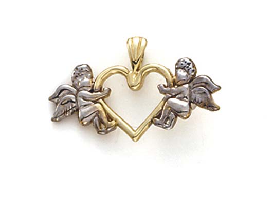 
14k Two-Tone Gold Heart Angels Pendant
