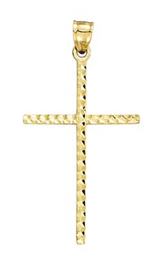 
14k Yellow Gold Small FSparkle-Cut Cross Pendant
