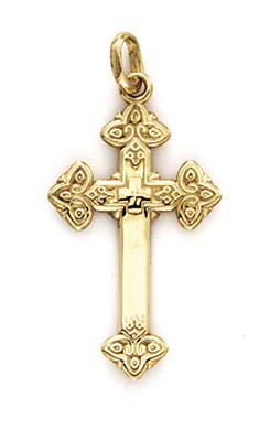 
14k Yellow Gold Gothic Style Cross Pendant
