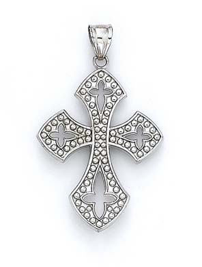 
14k White Gold Gothic Style Cross Pendant
