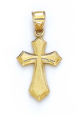 
14k Yellow Gold Small Stone Finish Cross Pendant
