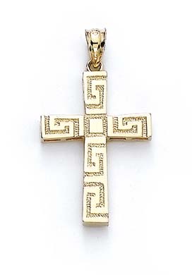 
14k Yellow Gold Greek Key Cross Pendant
