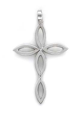 
14k White Gold Link Marquise Style Cross Pendant
