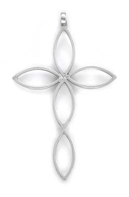 
14k White Gold Large Link Marquise Cross Pendant
