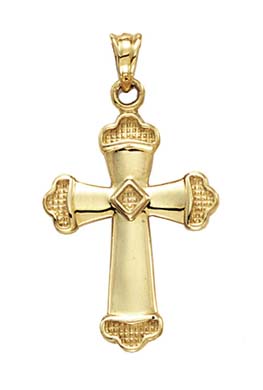 
14k Yellow Gold Cross Capped End Pendant
