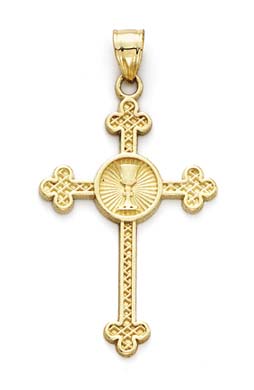 
14k Yellow Gold Holy Communion Cross Pendant
