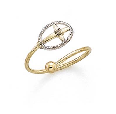 
14k Two-Tone Gold Diamond Cross Circle Toe Ring
