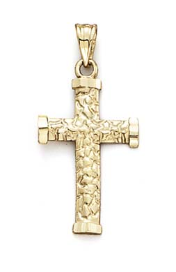 
14k Yellow Gold Small Nugget Cross Plain Ends Pendant
