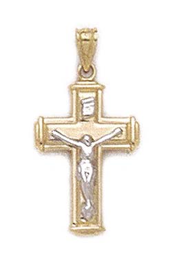 
14k Two-Tone Polished Crucifix Pendant
