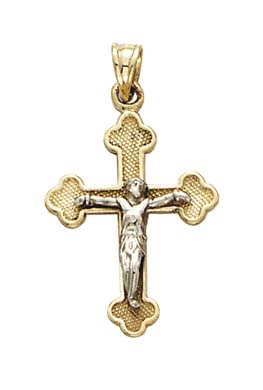 
14k Two-Tone Gold Medium Crucifix Filigree Pendant
