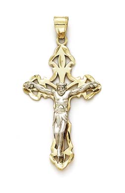 
14k Two-Tone Gold Filigree Crucifix Pendant
