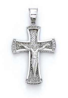 
14k White Gold Diamond Crucifix Pendant
