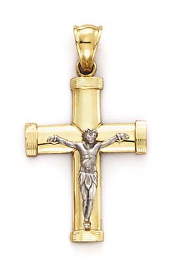 
14k Two-Tone Gold Large Plain Crucifix Pendant
