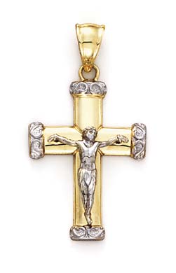 
14k Two-Tone Gold Large Crucifix Etruscan Pendant

