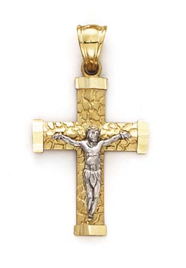 
14k Two-Tone Gold Large Nugget Cross Pendant
