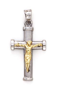 
14k Two-Tone Gold Small Crucifix Pendant
