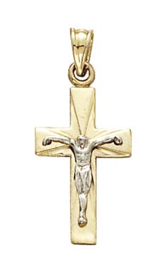 
14k Two-Tone Gold Small Polished Christ Cross Pendant
