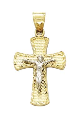 
14k Two-Tone Gold Small X Sparkle-Cut Crucifix Pendant
