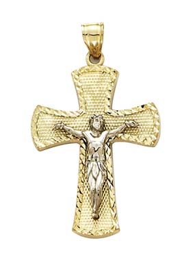 
14k Two-Tone Gold Medium X Sparkle-Cut Crucifix Pendant
