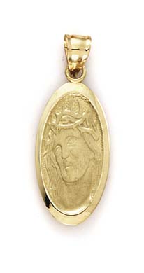 
14k Yellow Gold Oval Christ Head Pendant
