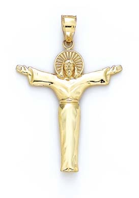 
14k Yellow Gold Jesus Shaped Cross Pendant

