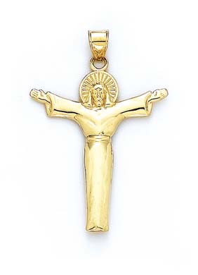 
14k Yellow Gold Small Jesus Shaped Cross Pendant
