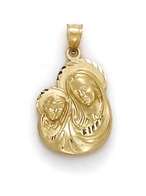 
14k Yellow Gold Large Mary and Child Pendant
