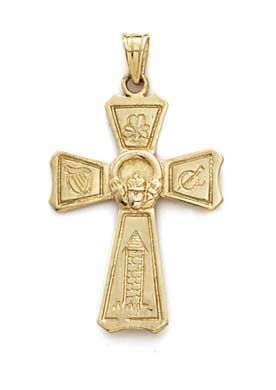 
14k Yellow Gold Claddagh Cross Pendant
