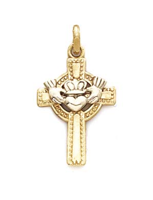 
14k Two-Tone Gold Claddagh Cross Pendant
