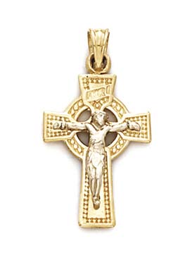 
14k Two-Tone Gold Celtic Crucifix Pendant
