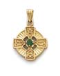 
14k Celtic Cross Synthetic Emerald Pendan
