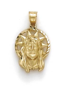 
14k Yellow Gold Small Christ Head Halo Pendant
