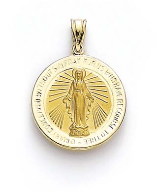 
14k Yellow Gold Round Miraculous Medallion Pendant
